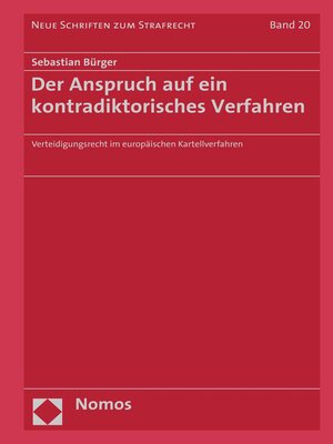 cover image of Der Anspruch auf ein kontradiktorisches Verfahren